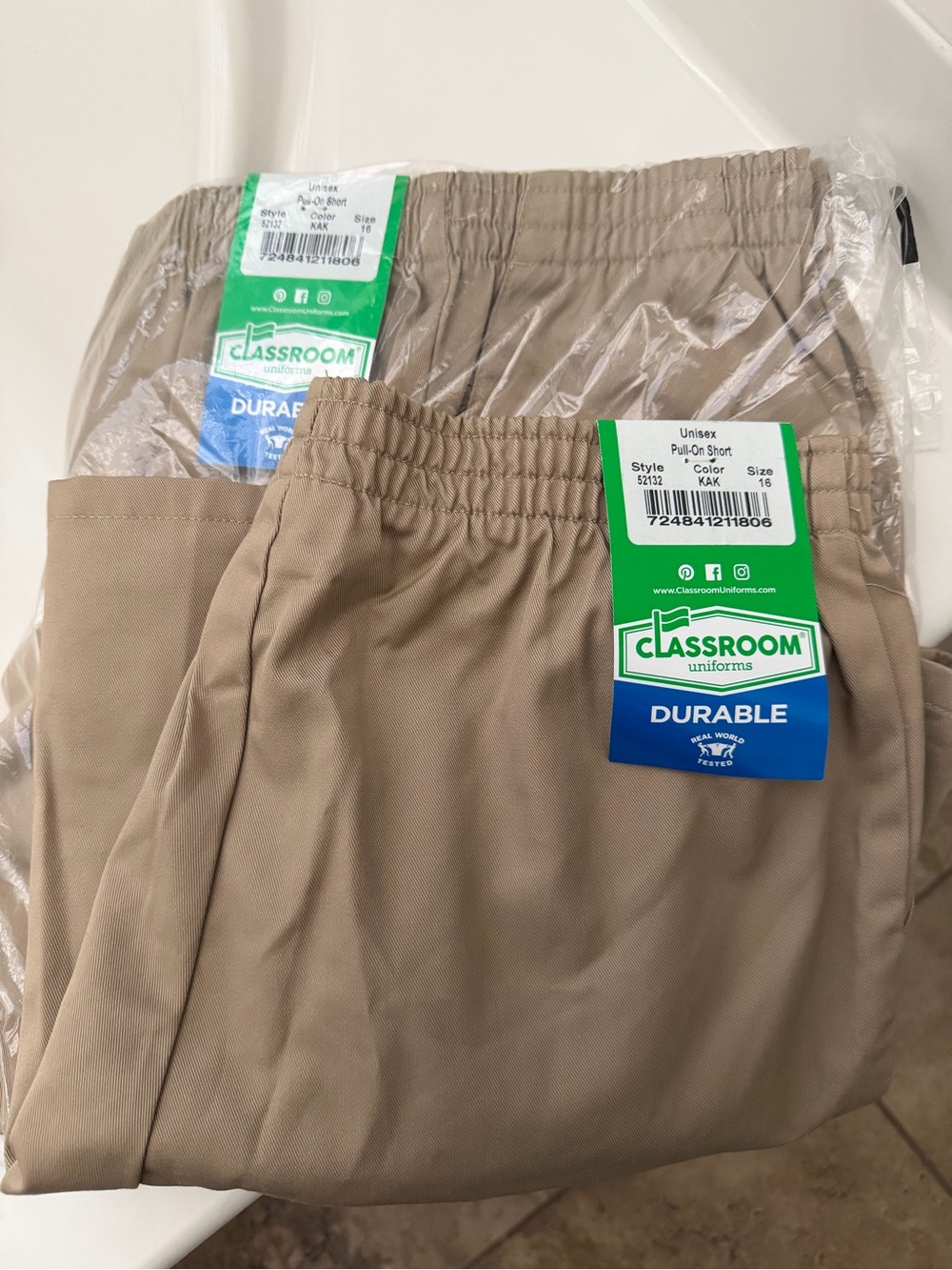 Kids Pull-On Shorts – Khaki 2 pairs